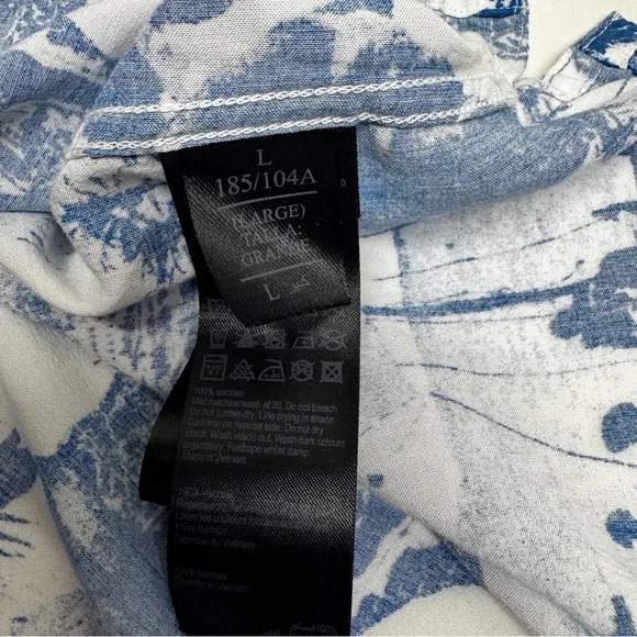 ALLSAINTS Relaxed fit Island Blue and White Graphic Men's short sleeve Shirt